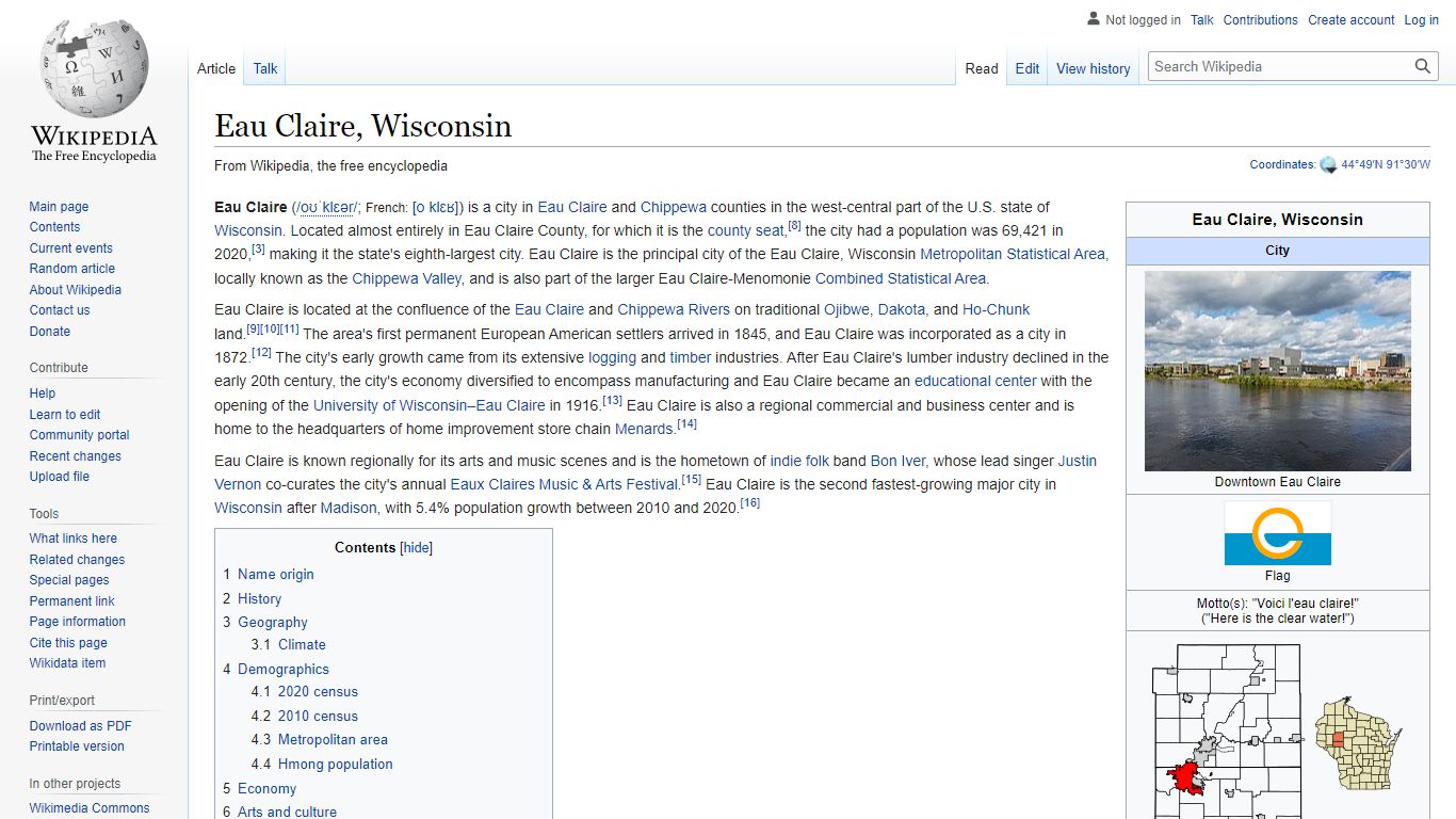 Eau Claire, Wisconsin - Wikipedia