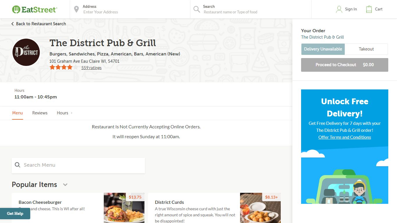 The District Pub & Grill Menu & Delivery Eau Claire WI 54701 ...