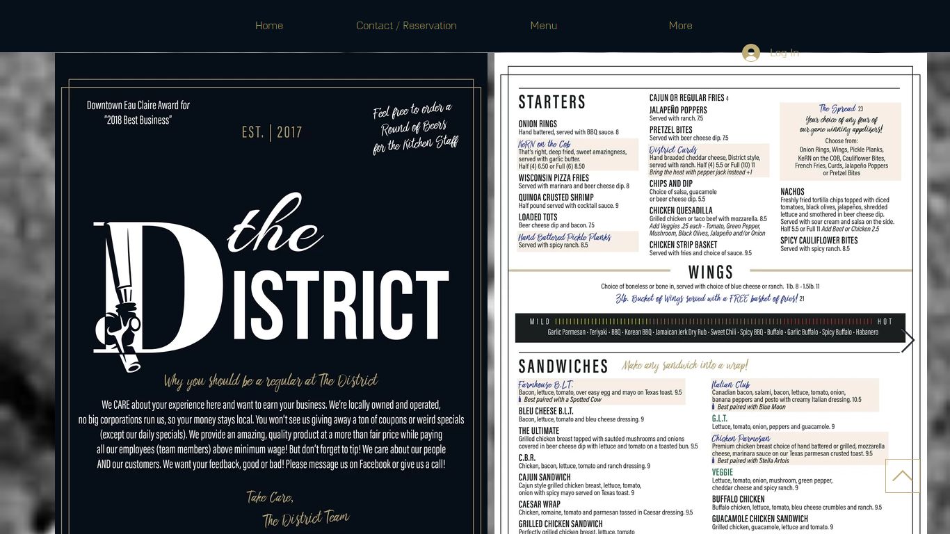 Menu / Order Take Out | The District Pub